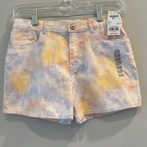 NEW! Osh Gosh b’Gosh girls shorts.  Size 14. Tie dye pattern
